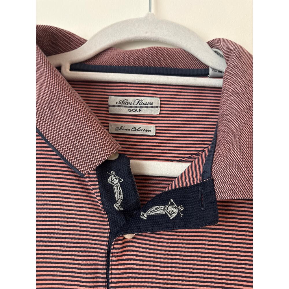 Alan Flusser Golf Silver Collection Polo 100% Double Mercerized Cotton Large